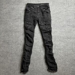 Rockstar Original Jeans Men's 30 RSM 205 Flare Denim Black Distressed Pockets